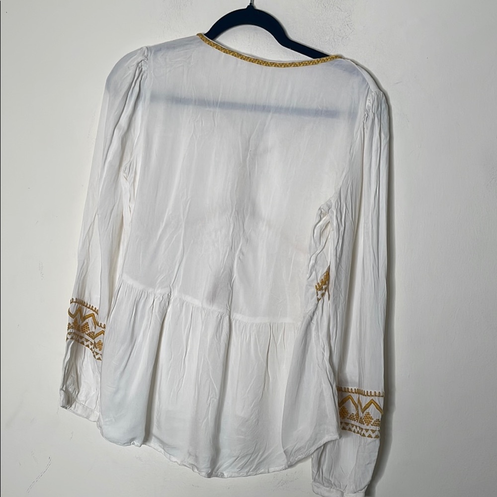Anthropologie Gold Embellished Peplum Blouse - Picture 5 of 7